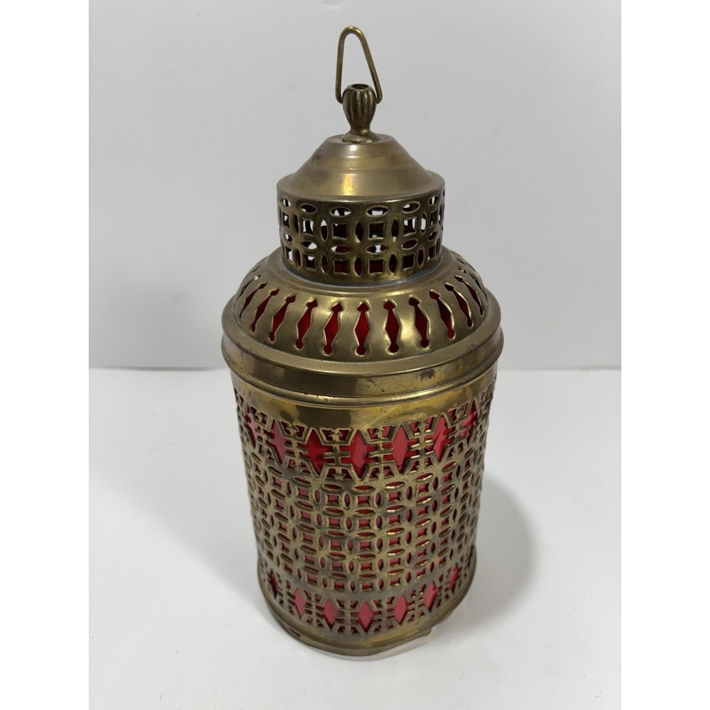 Vintage Brass Moroccan Moorish Hanging Pendant Lamp Incomplete